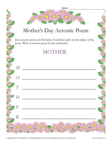 Mothers Day Poem Template